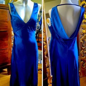 NWT Lulus Dress One Satin Evening Gown Navy Blue